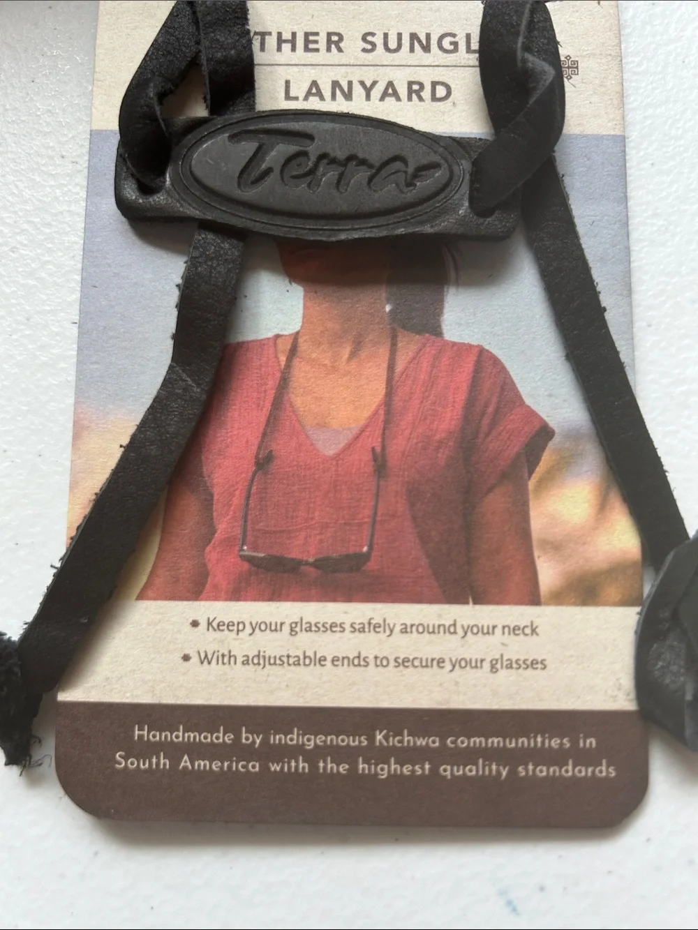 Terra Natural Designs Leather Sunglasses Lanyard NWT